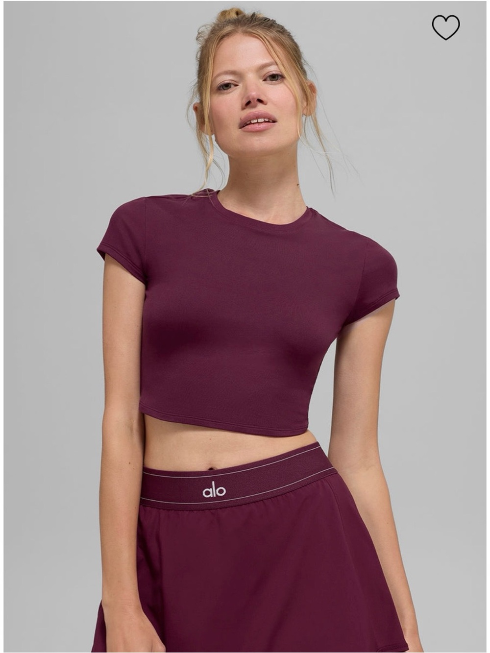 Alo Alosoft Crop Finesse Short Sleeve Burgundy